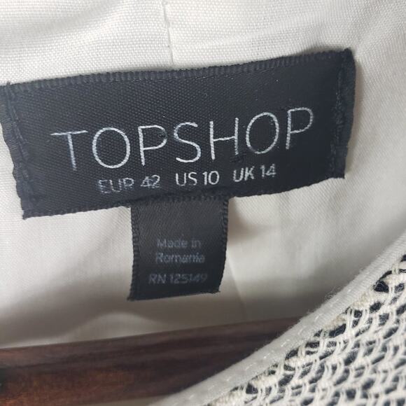 Topshop A-Line Sleeveless Dress Women 10 Tweed Buckle in Cream, Black, Grey EUC - Picture 6 of 9